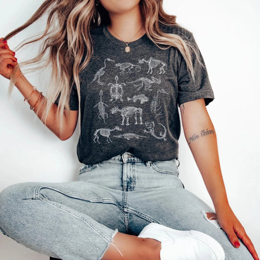 Animal Skeleton Shirt | Paleontology Soft 100% Cotton Tee