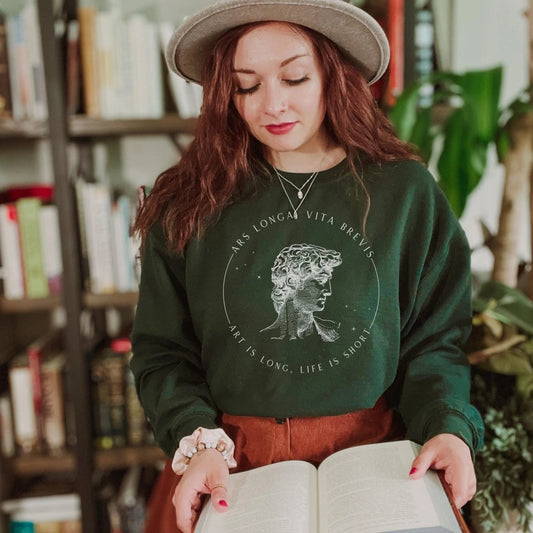 Ars Longa Vita Brevis Sweatshirt | Dark Academia Cotton Blend Shirt