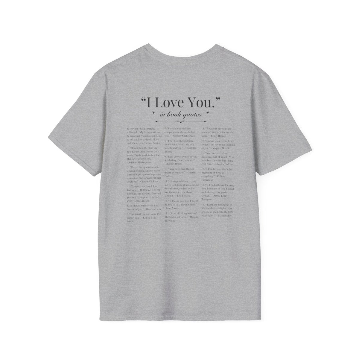 Book Quotes I Love You Shirt | Soft 100% Cotton Tee