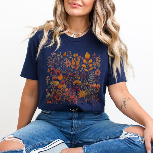 Cottagecore Autumn Shirt | Floral Fall Soft 100% Cotton Tee