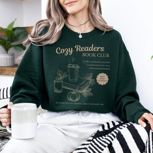 Cozy Reader Book Club Sweatshirt | Book Lover Cotton Blend Crewneck