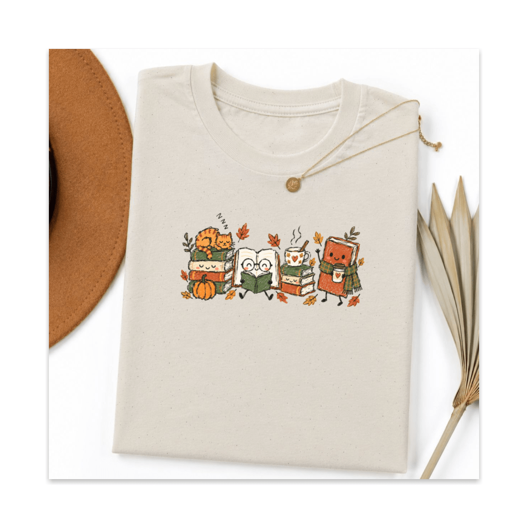 Cute Bookish Fall Tee