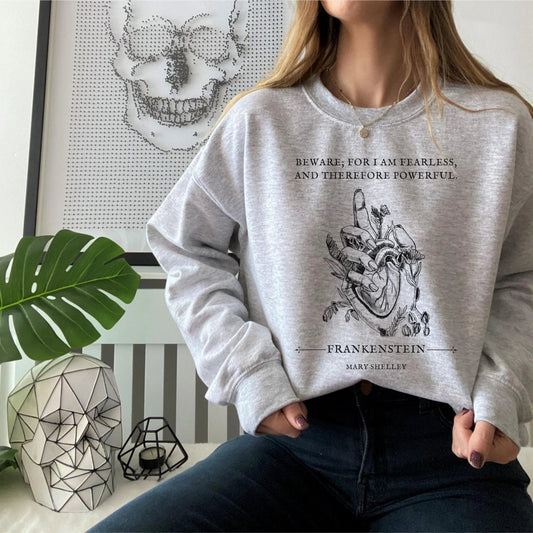 Frankenstein Quote Sweatshirt | Dark Academia Cotton Blend Crewneck