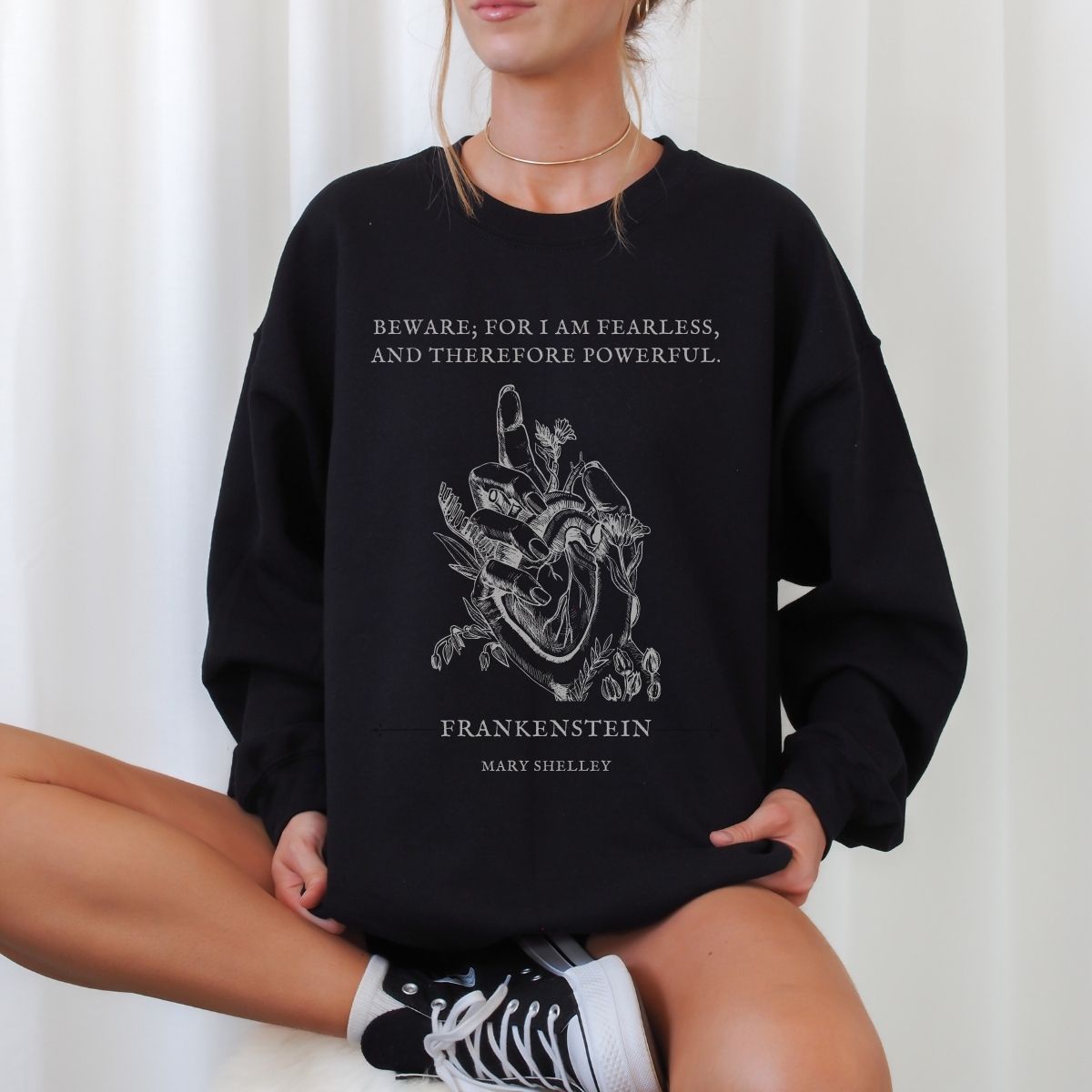 Frankenstein Quote Sweatshirt | Dark Academia Cotton Blend Crewneck