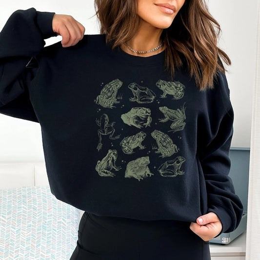 Frog Goblincore Sweatshirt | Cottagecore Cotton Blend Crewneck