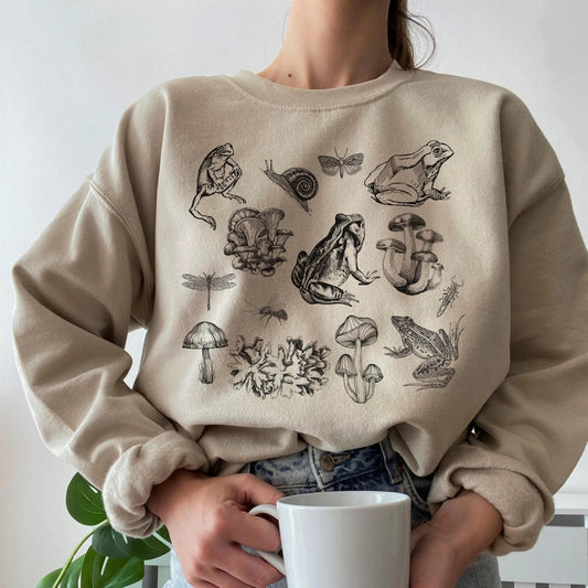 Frog Goblincore Sweatshirt | Cottagecore Cotton Blend Crewneck