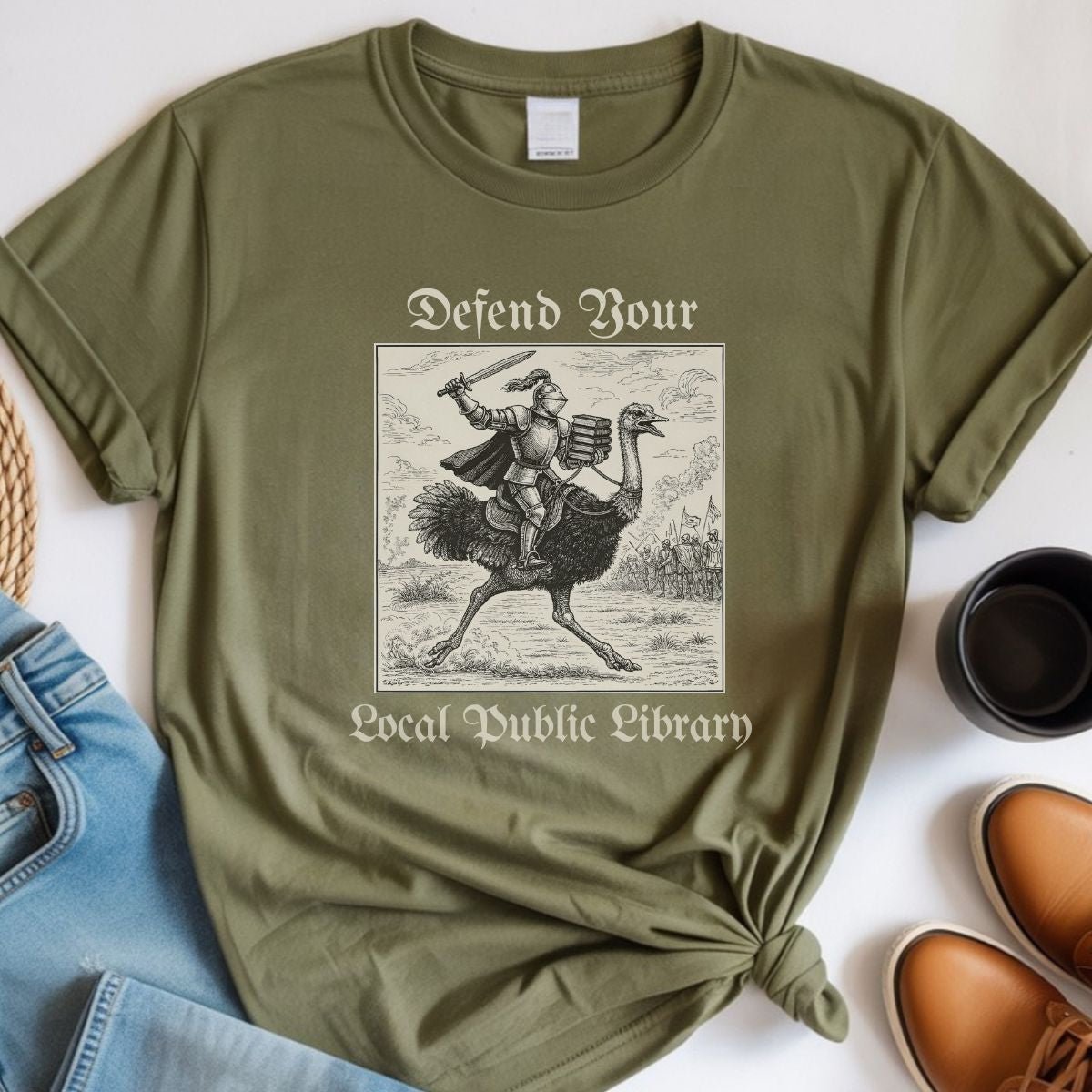 Funny Defend Library Tee