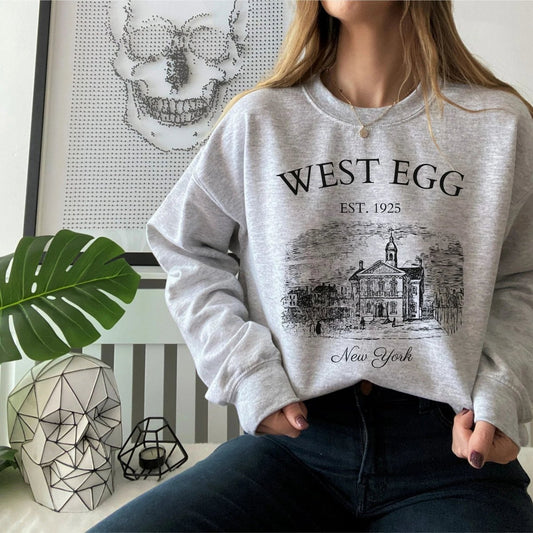 Great Gatsby West Egg Sweatshirt | Book Lover Cotton Blend Crewneck