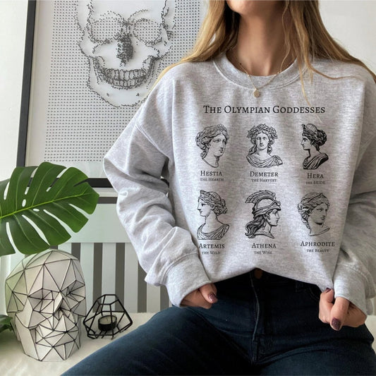 Greek Goddess Sweatshirt | Greek Myth Cotton Blend Crewneck