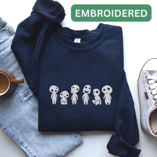 Japanese Tree Spirit Sweatshirt | Embroidered Cotton Blend Crewneck