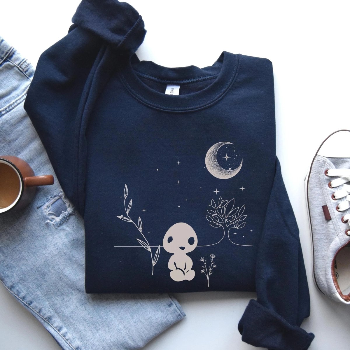 Japanese Tree Spirit Sweatshirt | Nature Spirit Cotton Blend Crewneck