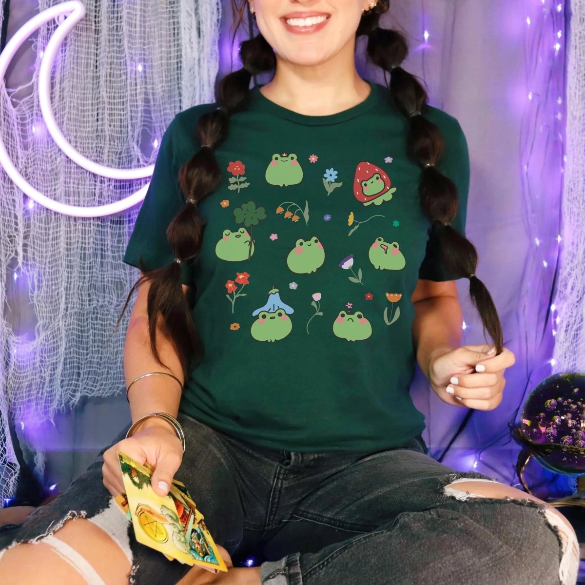 Kawaii Anime Frog Shirt | Cute Cottagecore Soft 100% Cotton Tee