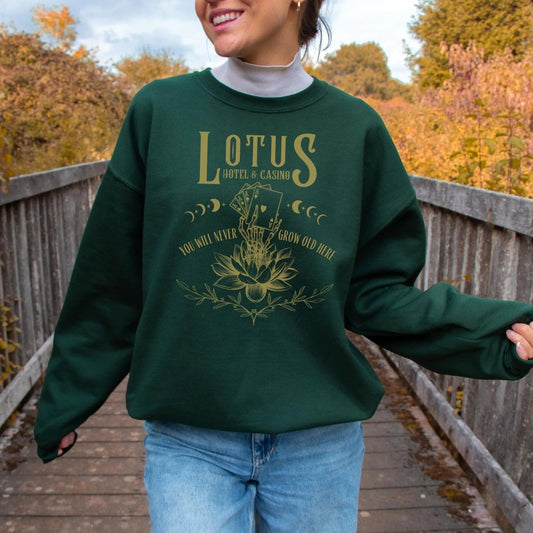 Lotus Hotel and Casino Sweatshirt | Fantasy Cotton Blend Crewneck