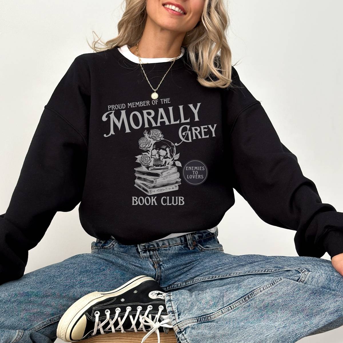 Morally Grey Book Club Sweatshirt | Book Lover Cotton Blend Crewneck