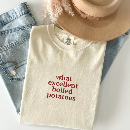 Pride and Prejudice Boiled Potatoes Shirt | Embroidered Cotton Tee