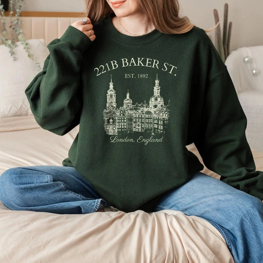 Sherlock Holmes Sweatshirt | 221B Baker St Cotton Blend Crewneck