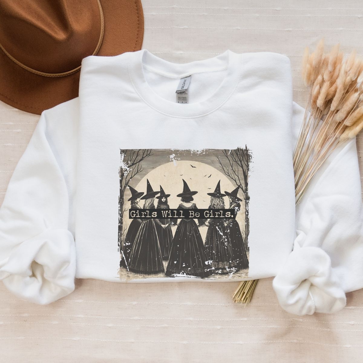 Witchy Girls Will Be Girls Sweatshirt | Feminist Cotton Blend Crewneck