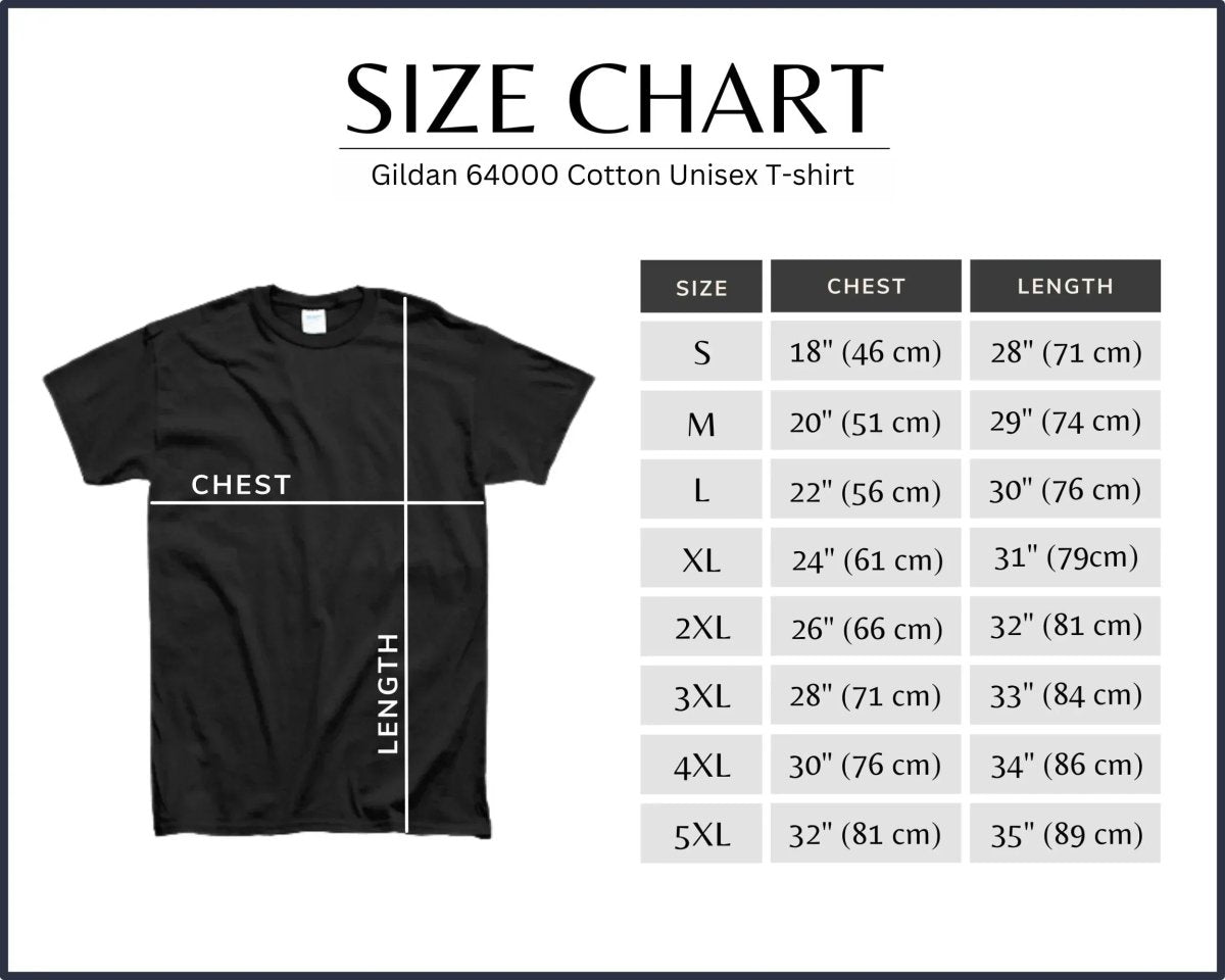 Gildan 64000 Size chart