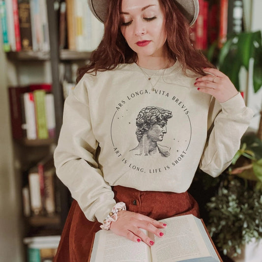 Ars Longa Vita Brevis Sweatshirt | Dark Academia Cotton Blend Shirt