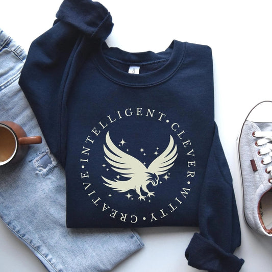 Blue House Sweatshirt | Fantasy Cotton Blend Crewneck
