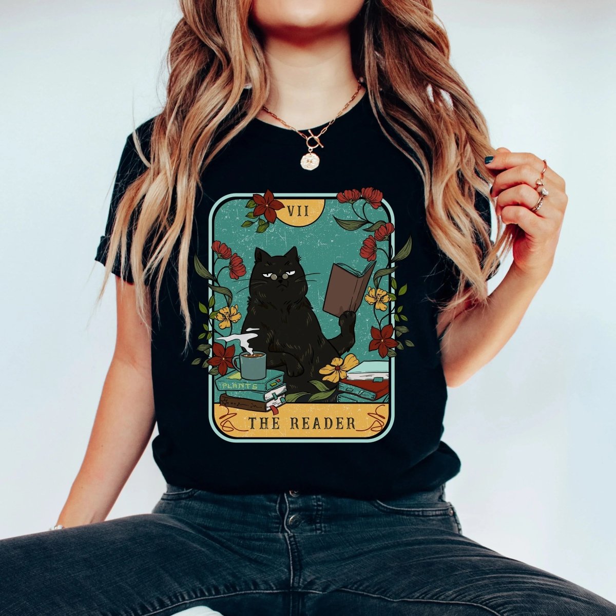 Cat Book Lover Shirt | Bookish Tarot Soft 100% Cotton Tee