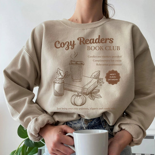 Cozy Reader Book Club Sweatshirt | Book Lover Cotton Blend Crewneck