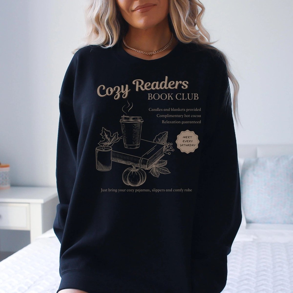 Cozy Reader Book Club Sweatshirt | Book Lover Cotton Blend Crewneck
