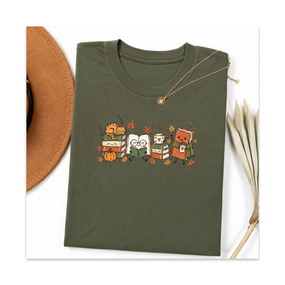 Cute Bookish Fall Tee