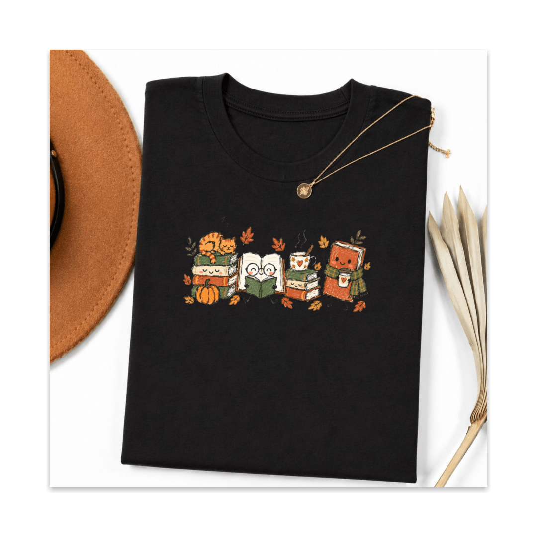 Cute Bookish Fall Tee