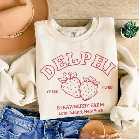 Delphi Strawberry Farm Sweatshirt | Fantasy Cotton Blend Crewneck