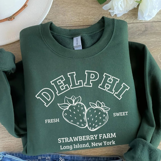 Delphi Strawberry Farm Sweatshirt | Fantasy Cotton Blend Crewneck