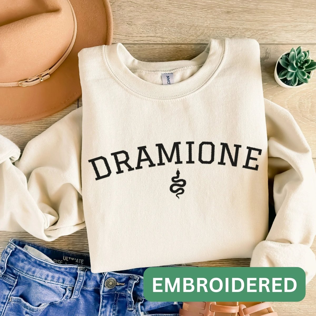 Dramione Fanfic Sweatshirt | Embroidered Cotton Blend Crewneck
