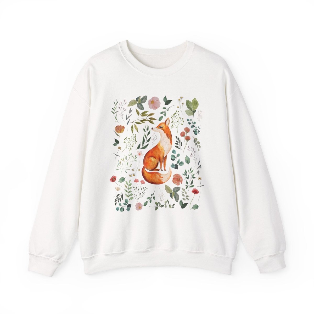 Fox Folk Art Sweatshirt | Cottagecore Cotton Blend Crewneck