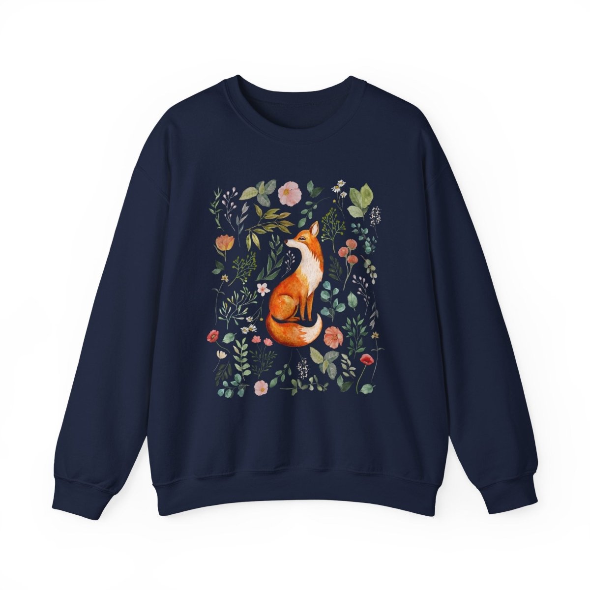 Fox Folk Art Sweatshirt | Cottagecore Cotton Blend Crewneck