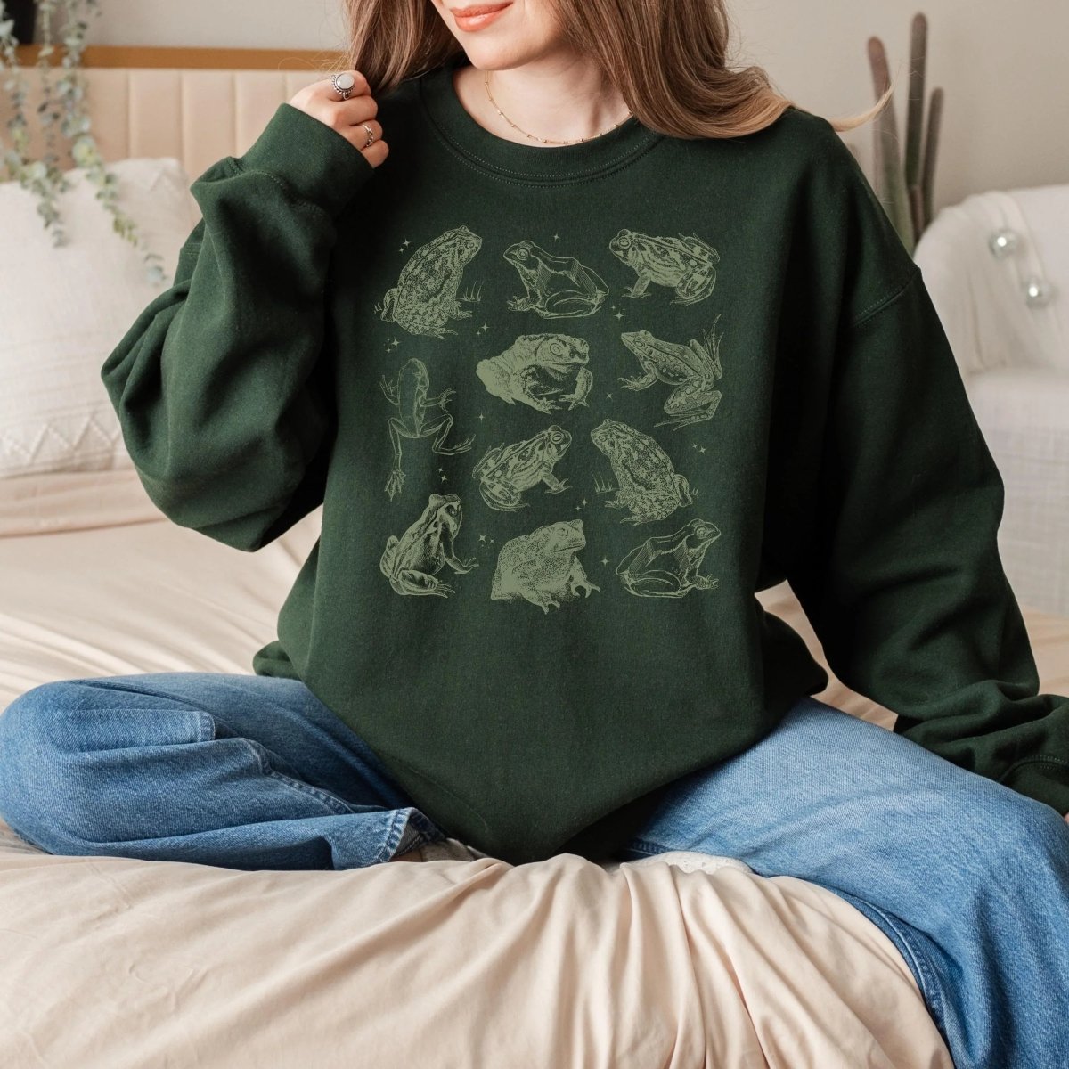 Frog Goblincore Sweatshirt | Cottagecore Cotton Blend Crewneck