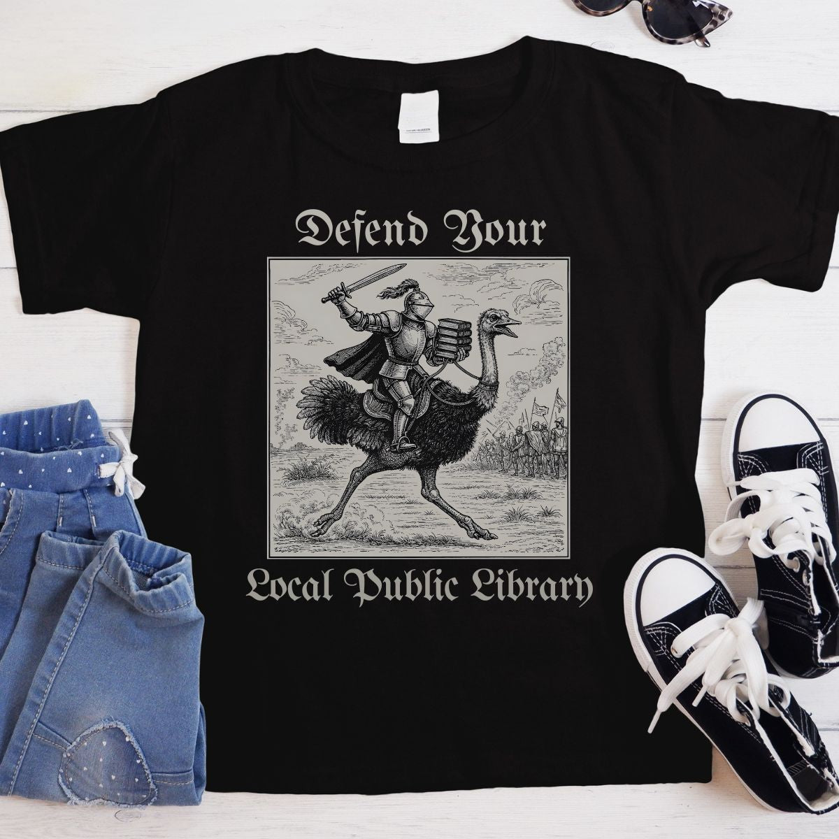 Funny Defend Library Tee