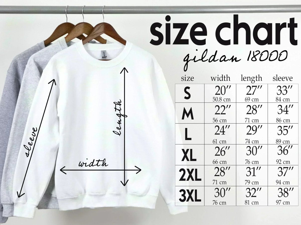gildan 18000 size chart