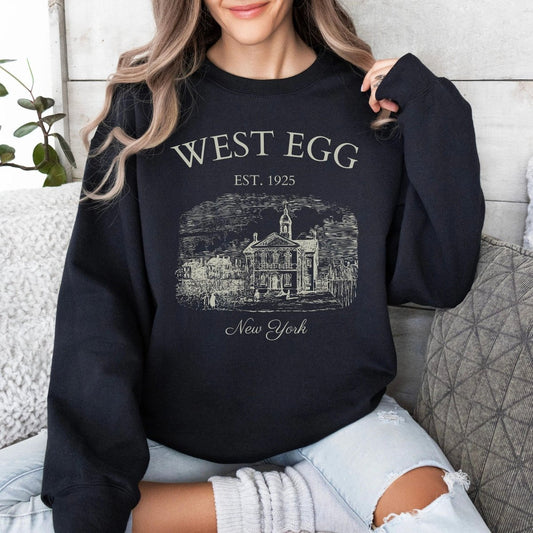 Great Gatsby West Egg Sweatshirt | Book Lover Cotton Blend Crewneck