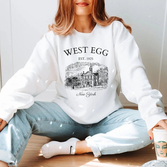 Great Gatsby West Egg Sweatshirt | Book Lover Cotton Blend Crewneck