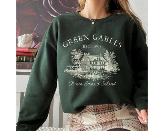 Green Gables Sweatshirt | Book Lover Cotton Blend Crewneck