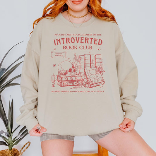 Introvert Book Club Sweatshirt | Book Lover Cotton Blend Crewneck