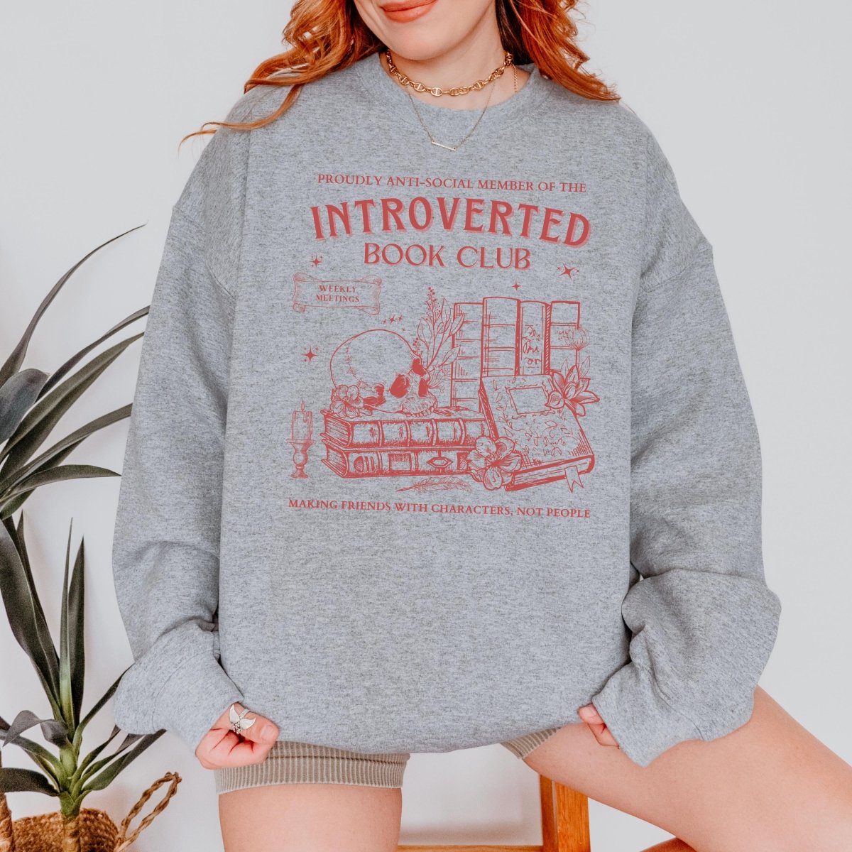 Introvert Book Club Sweatshirt | Book Lover Cotton Blend Crewneck