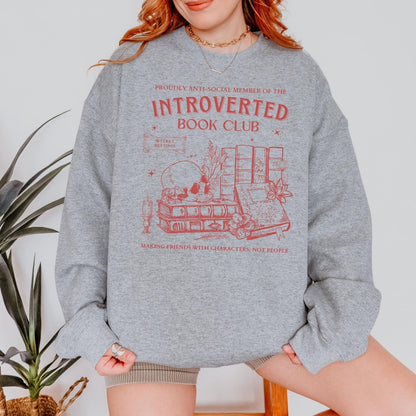 Introvert Book Club Sweatshirt | Book Lover Cotton Blend Crewneck