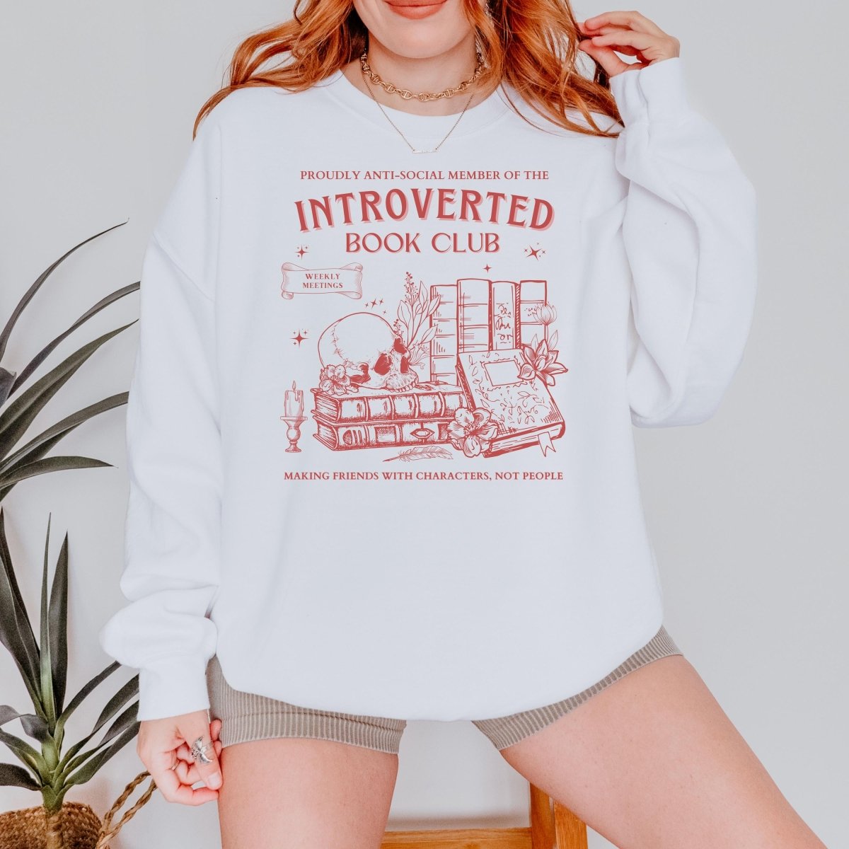 Introvert Book Club Sweatshirt | Book Lover Cotton Blend Crewneck