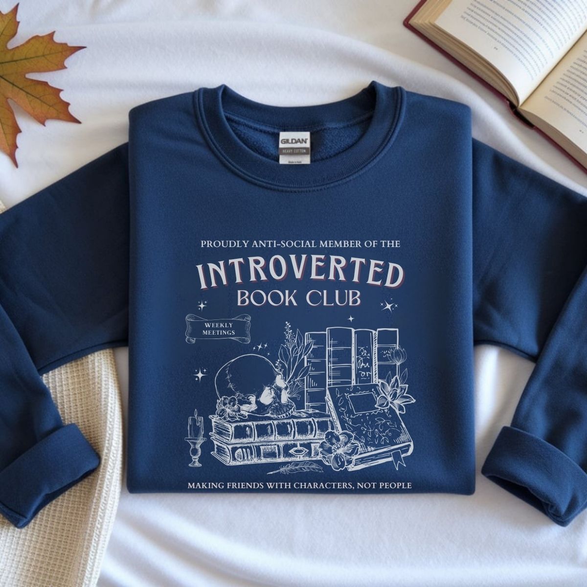 Introvert Book Club Sweatshirt | Book Lover Cotton Blend Crewneck