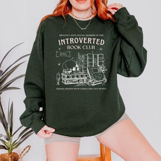 Introvert Book Club Sweatshirt | Book Lover Cotton Blend Crewneck