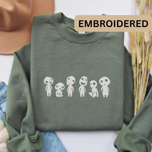 Japanese Tree Spirit Sweatshirt | Embroidered Cotton Blend Crewneck