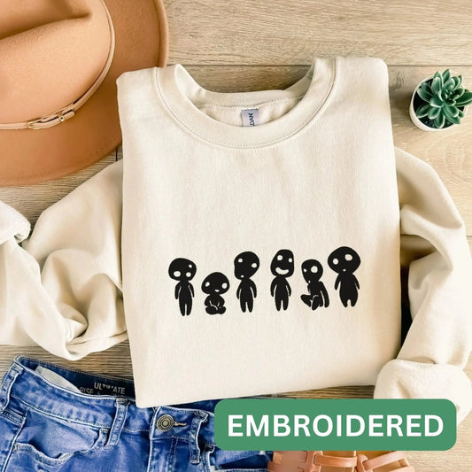 Japanese Tree Spirit Sweatshirt | Embroidered Cotton Blend Crewneck