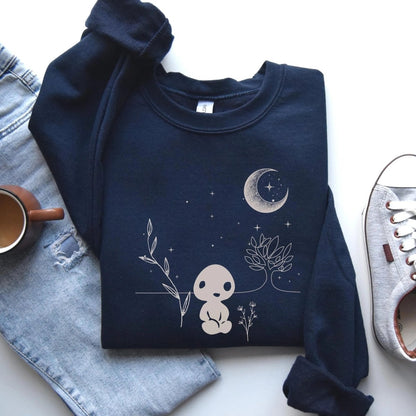 Japanese Tree Spirit Sweatshirt | Nature Spirit Cotton Blend Crewneck