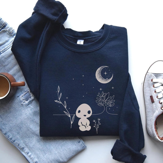 Japanese Tree Spirit Sweatshirt | Nature Spirit Cotton Blend Crewneck